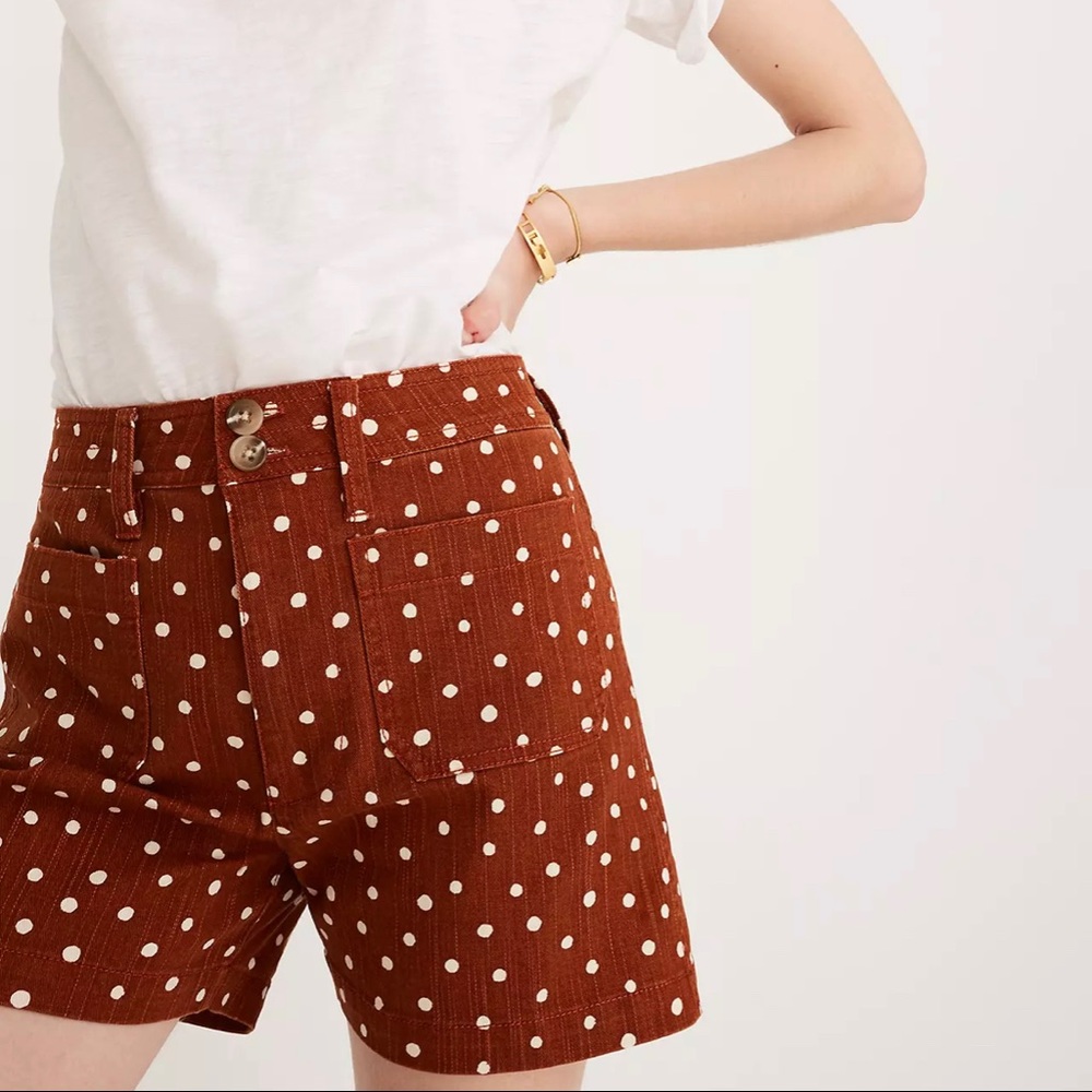 Madewell Emmett Patch Pocket Shorts in Inkspot Dots size 26